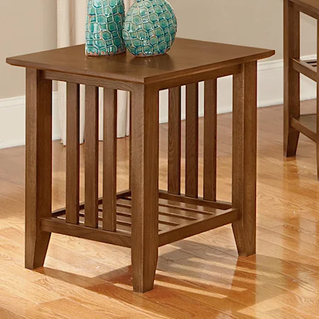 Square End Table with Slat Shelf